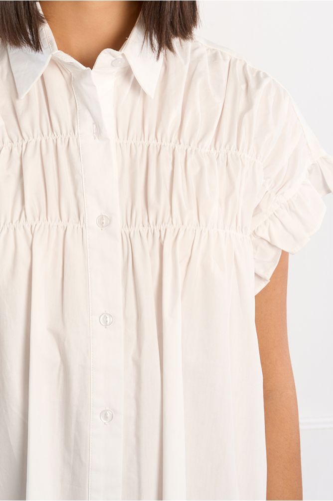 Cotton shirt dress, smocked