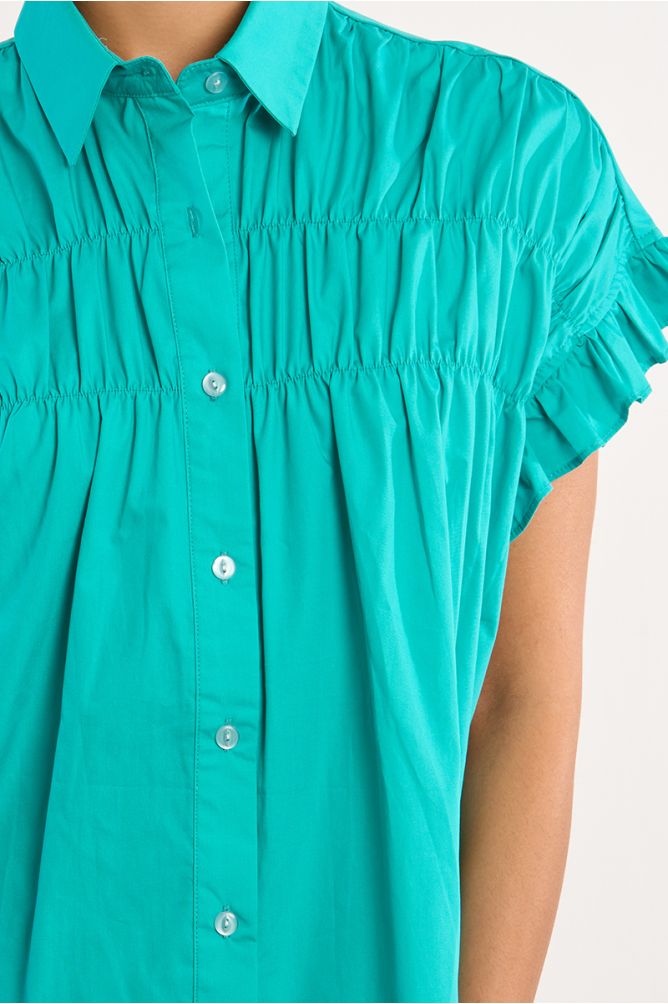 Cotton shirt dress, smocked