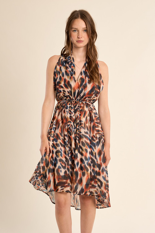 Robe courte imprimée, asymétrique
