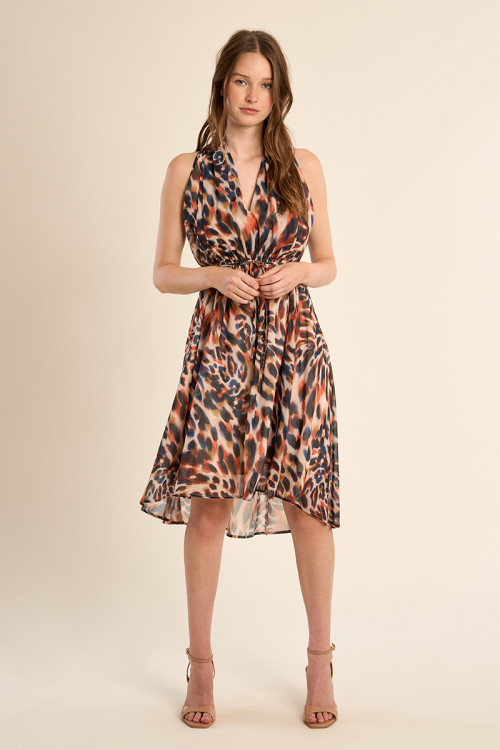 Robe courte imprimée, asymétrique