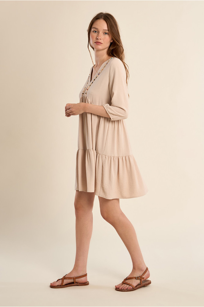 Robe Babyoll avec col perlé