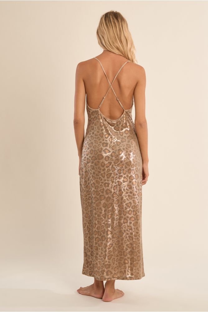 Long beach dress, leopard print