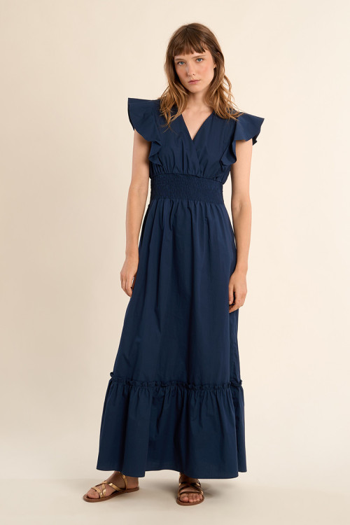 Vestido de manga corta de mariposa, con volantes.