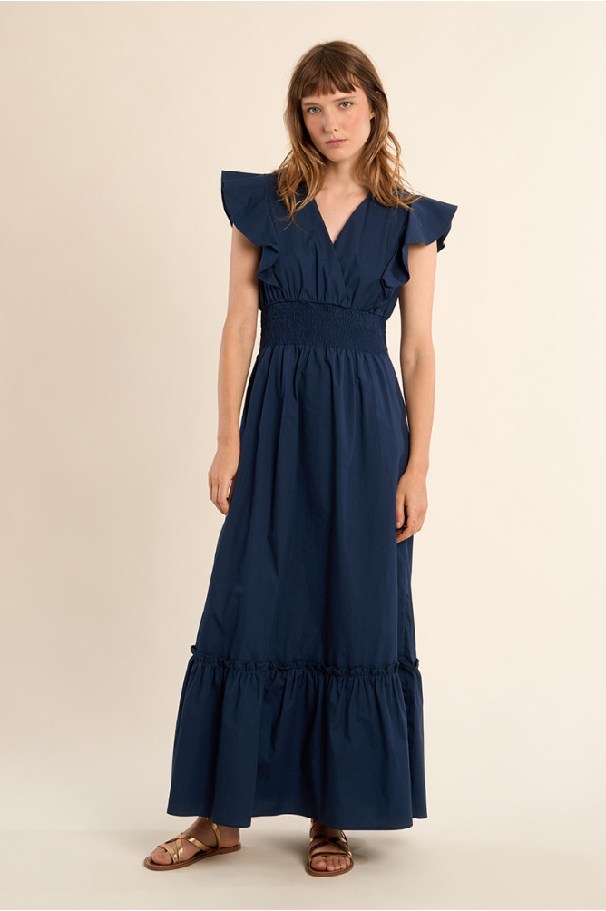 Vestido de manga corta de mariposa, con volantes.