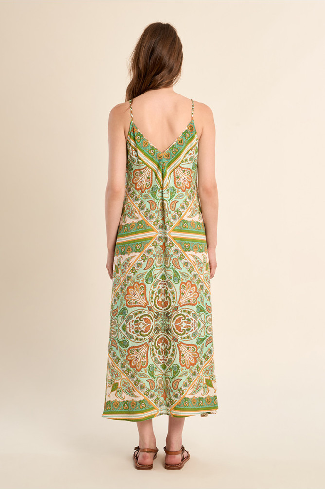 Long, flowing, printed dress