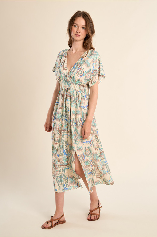 Long dress with ethnic pattern