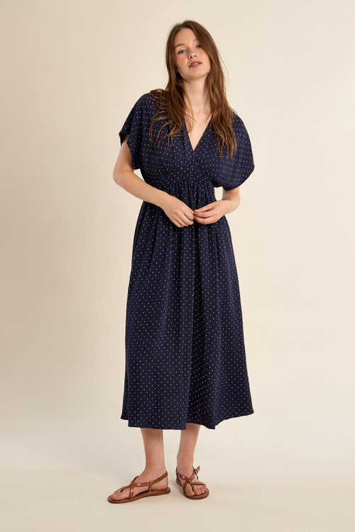 Robe longue à pois
