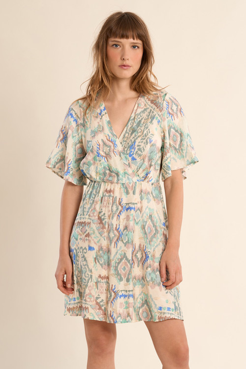 Short dress with ethnic pattern