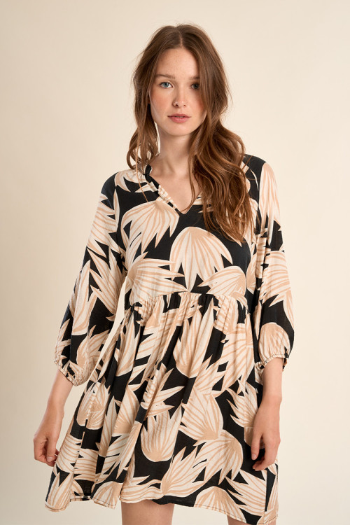 Robe courte Babydoll à imprimé