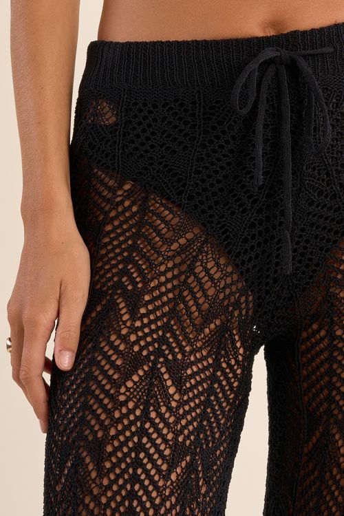 Pantalón de mujer largo, ajustado, crochet.