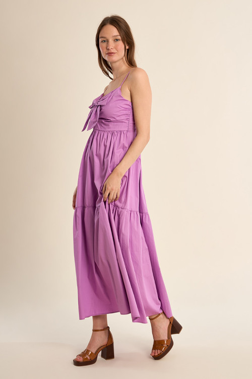 Robe longue en coton, bustier noué