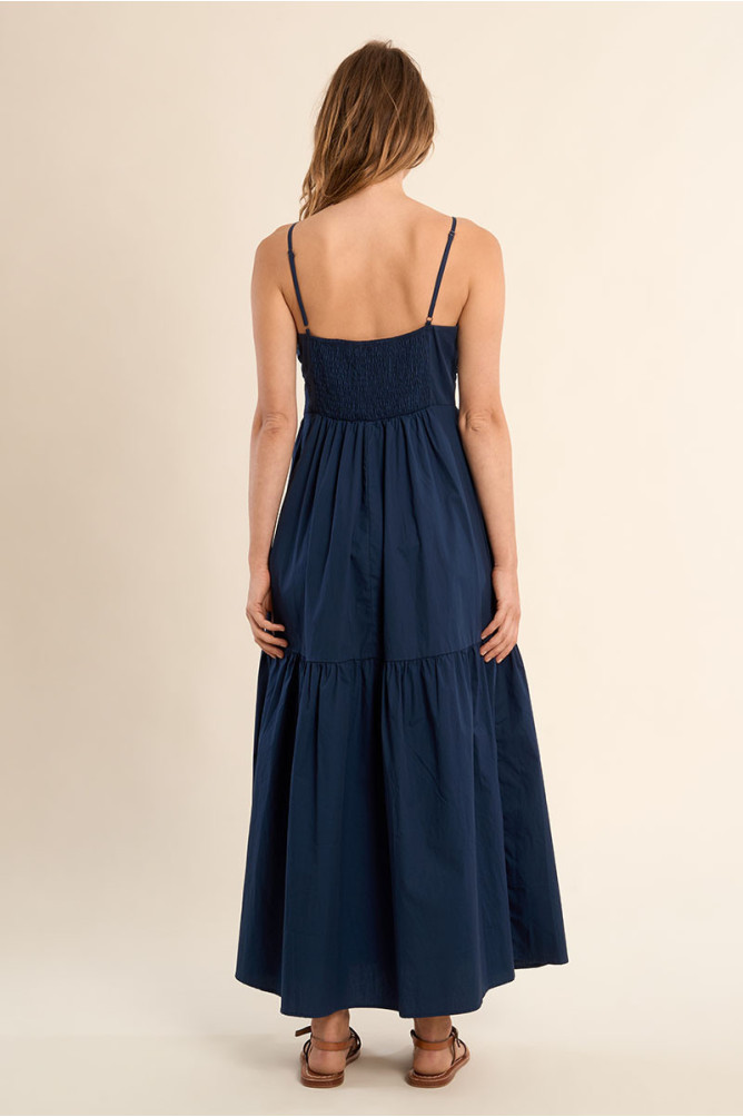 Long cotton dress, knotted bustier