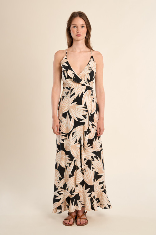 Robe longue, à imprimé floral 