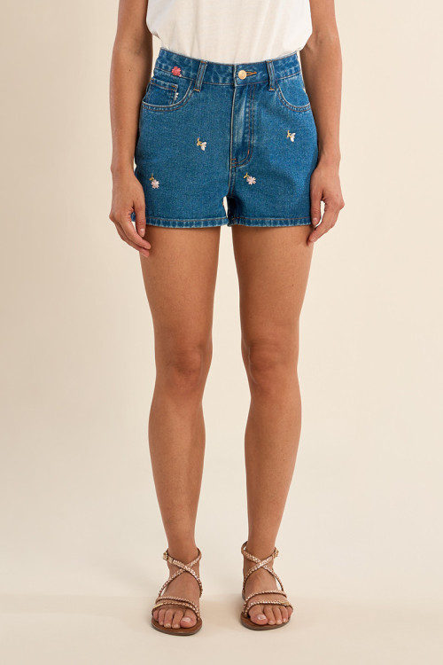 Short fantaisie large en denim