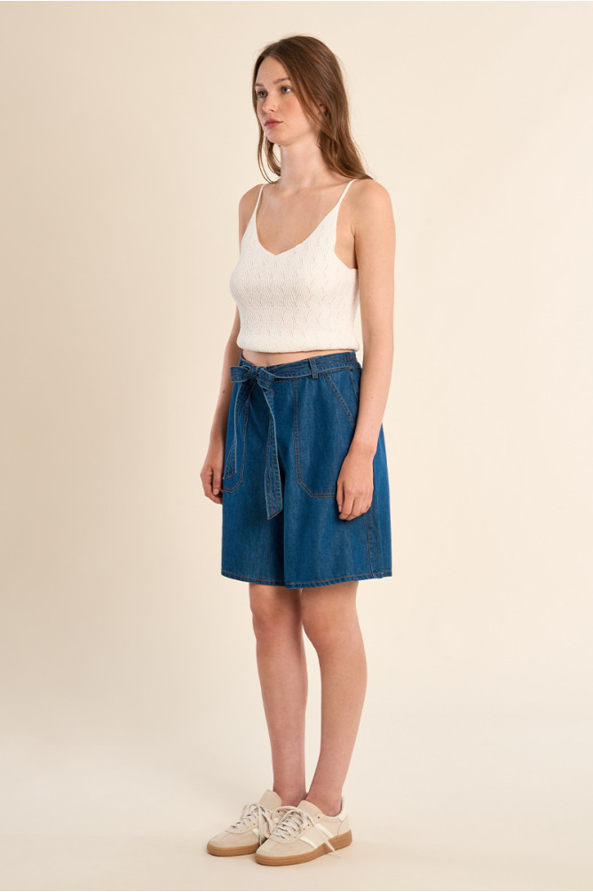 Short en coton, effet denim
