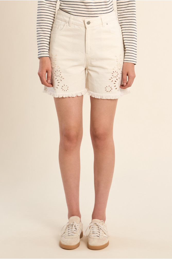 Short de mujer vaquero, motivo flores.