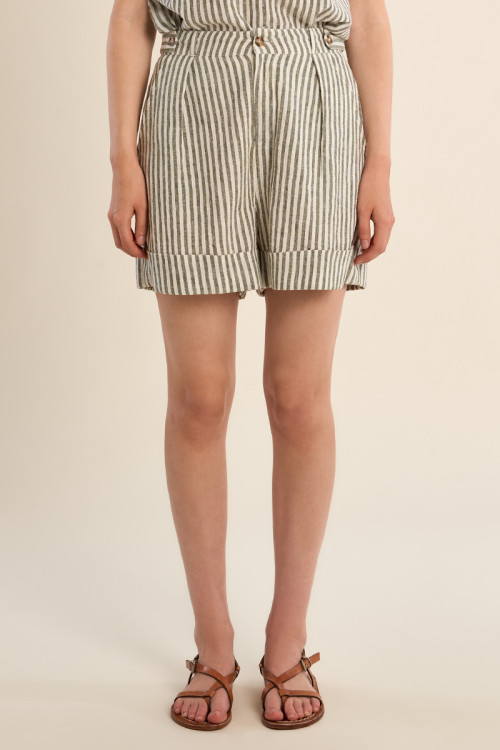Short en coton, rayé