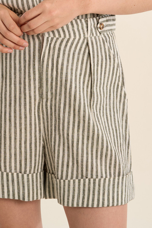 Short en coton, rayé
