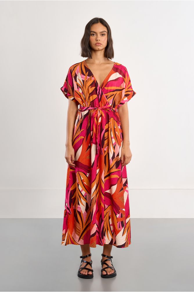 Robe portefeuille maxi à imprimé graphique