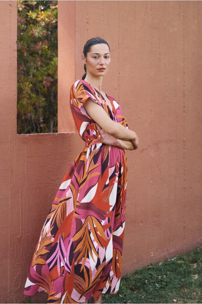 Robe portefeuille maxi à imprimé graphique
