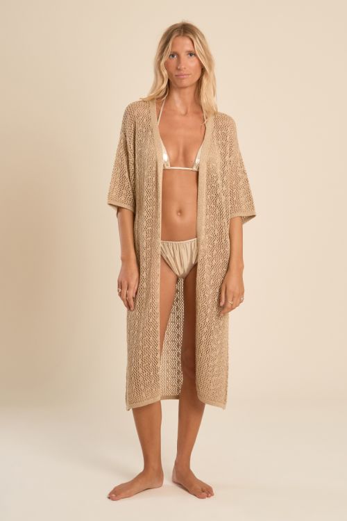 Wide openwork cardigan, iridescent