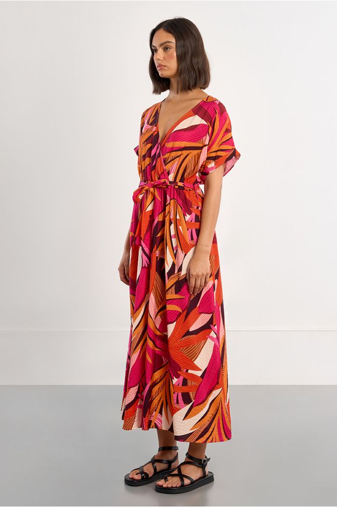 Robe portefeuille maxi à imprimé graphique