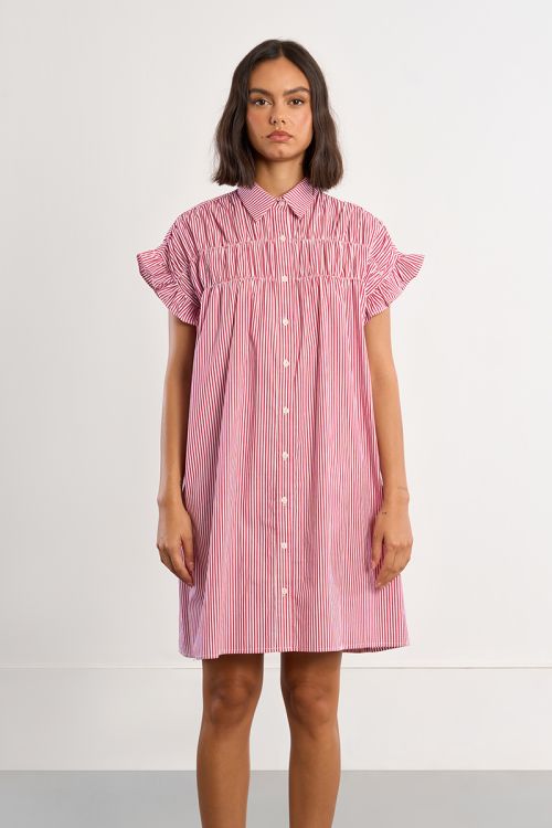 Cotton shirt dress, smocked