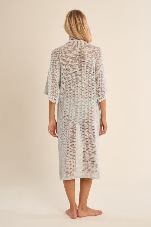 Wide openwork cardigan, iridescent
