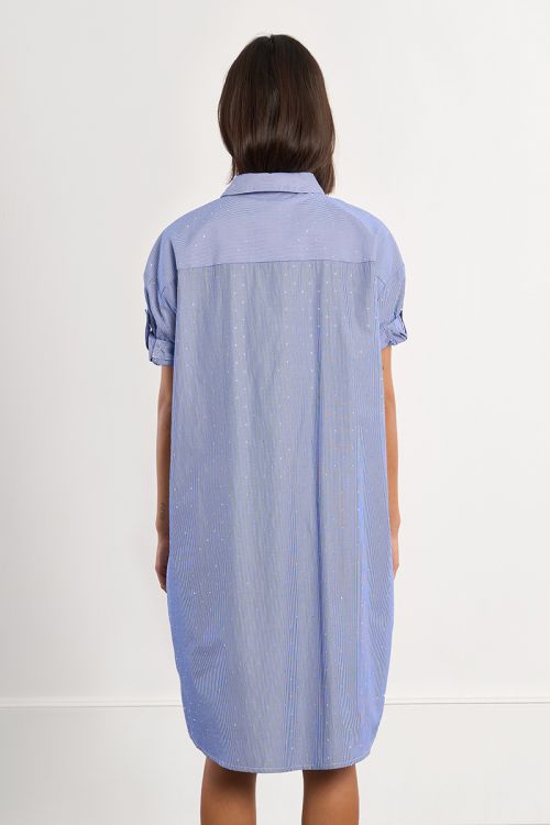 Oversized shirt dress with rhinestones