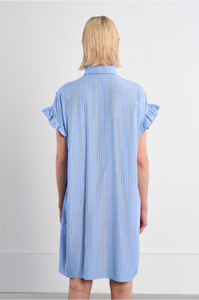 Robe chemise en coton, smockée