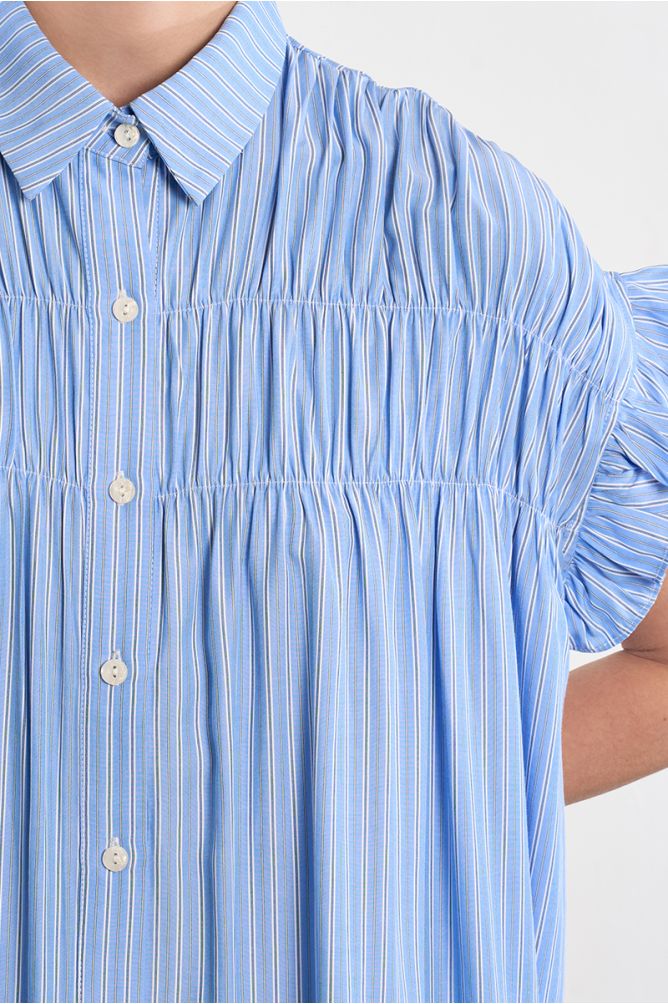 Cotton shirt dress, smocked