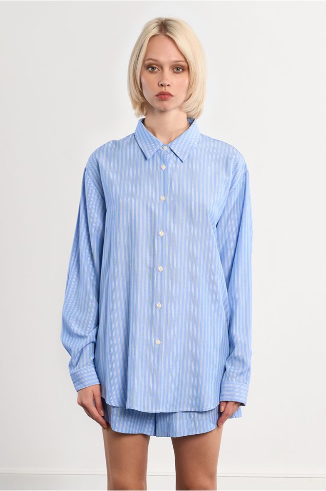 Camisa de mujer de manga larga, estampado rayas.