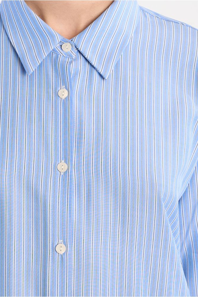 Camisa de mujer de manga larga, estampado rayas.