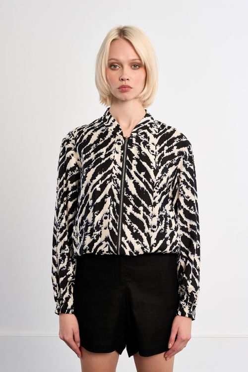 Bomber de mujer de manga larga, con estampado.