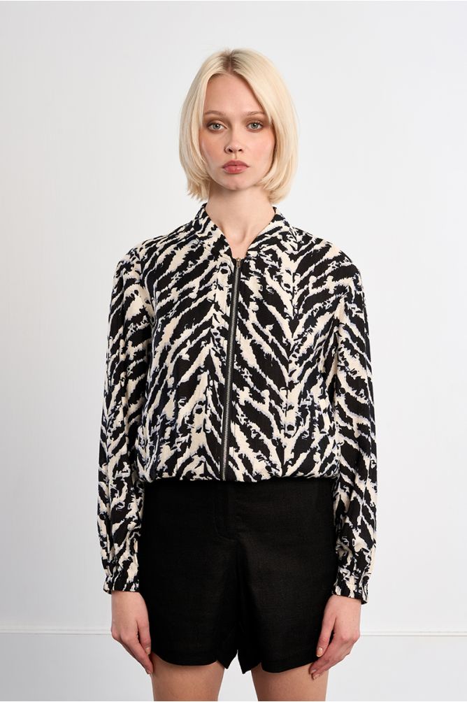 Bomber de mujer de manga larga, con estampado.