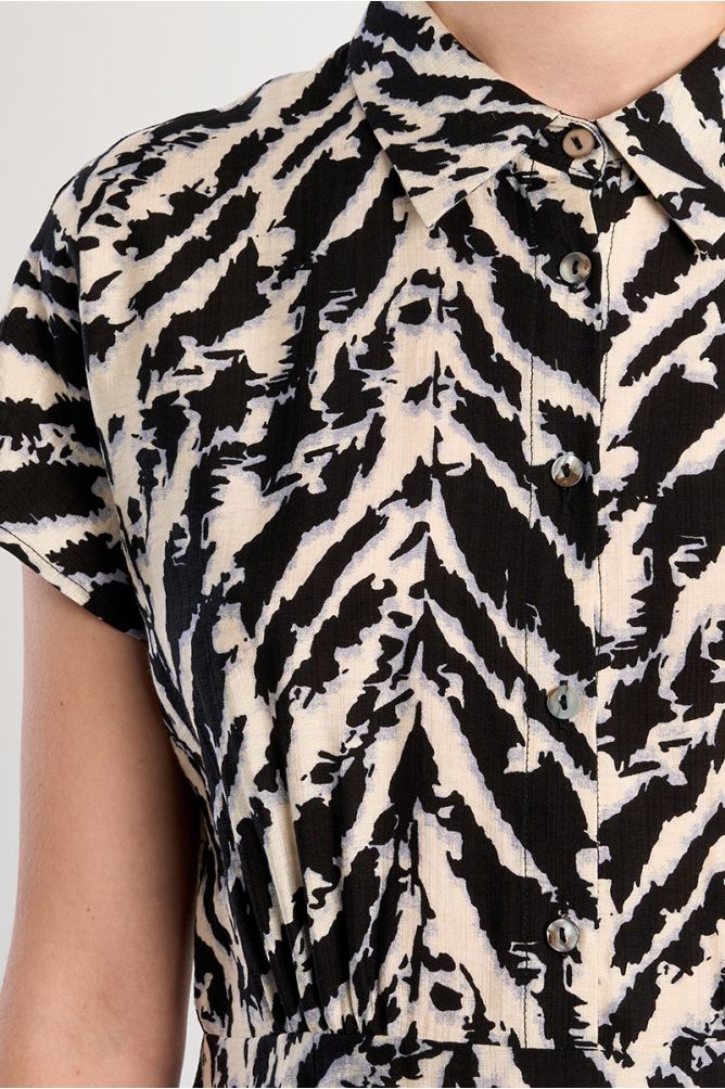 Black print mini dress