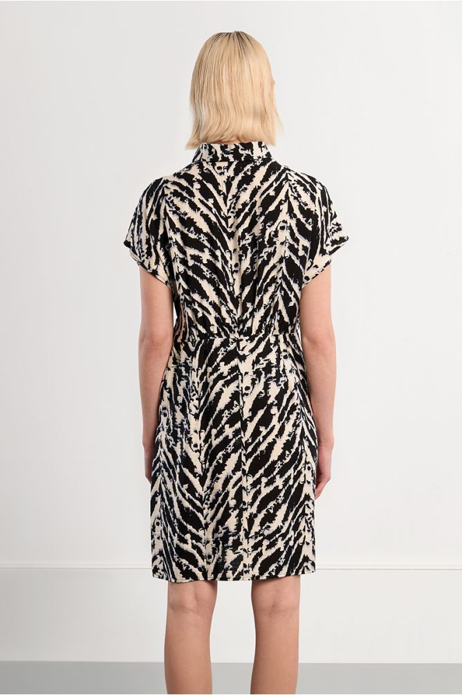 Black print mini dress