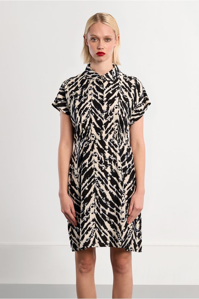 Black print mini dress