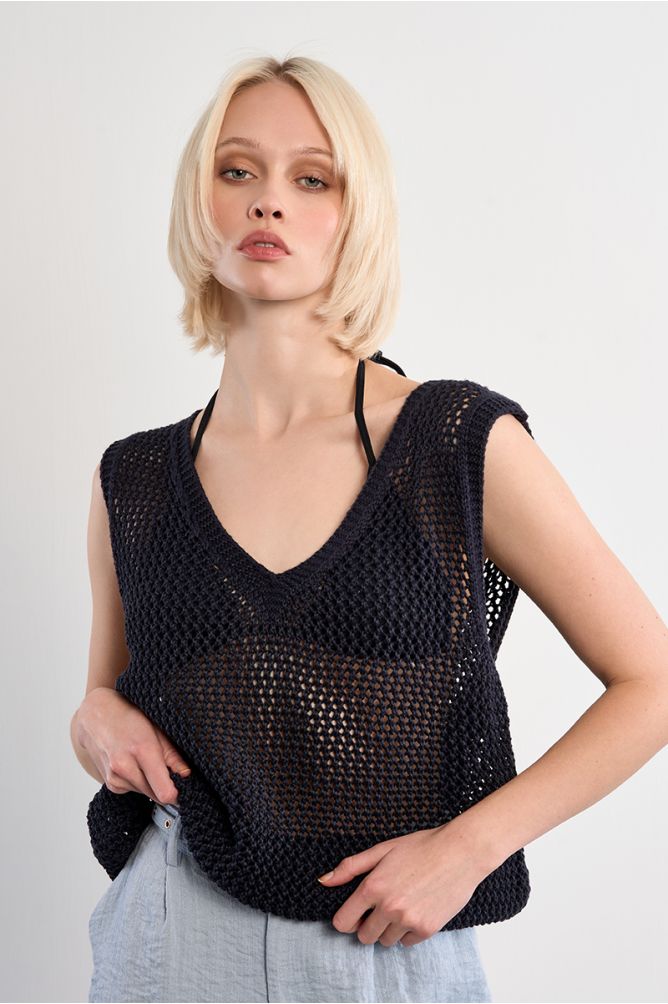 Pull en maille sans manches