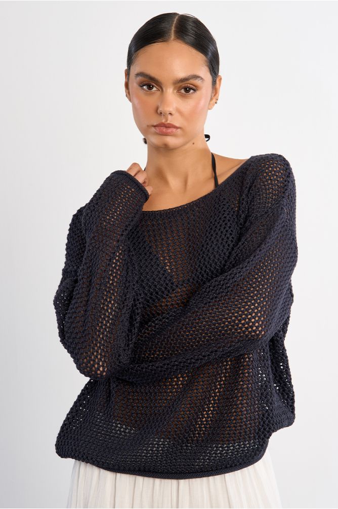 Openwork knit sweater