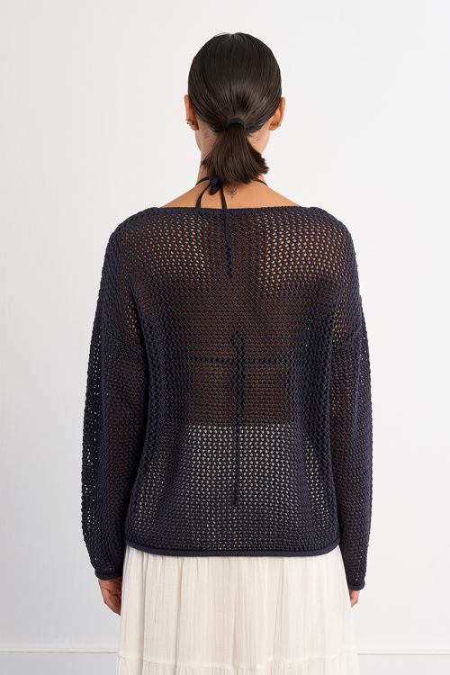 Jersey de mujer de manga larga, en punto acanalado.