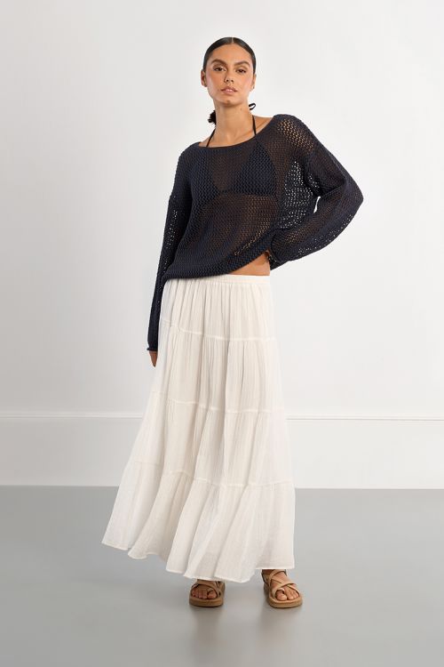 Openwork knit sweater
