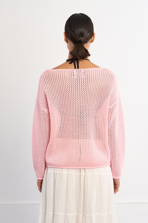 Jersey de mujer de manga larga, en punto acanalado.
