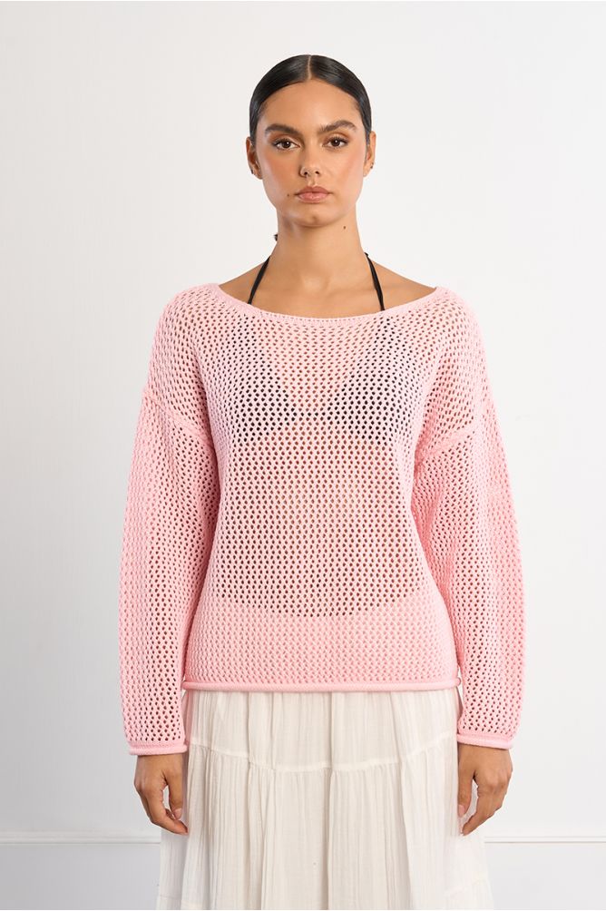 Jersey de mujer de manga larga, en punto acanalado.