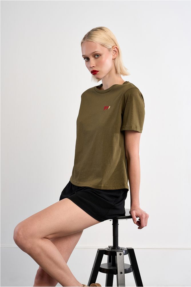 Embroidered hearts T-shirt