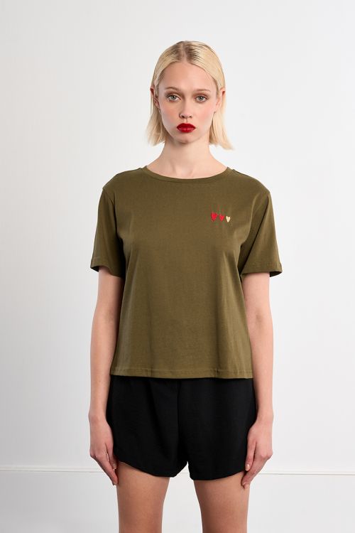 Embroidered hearts T-shirt