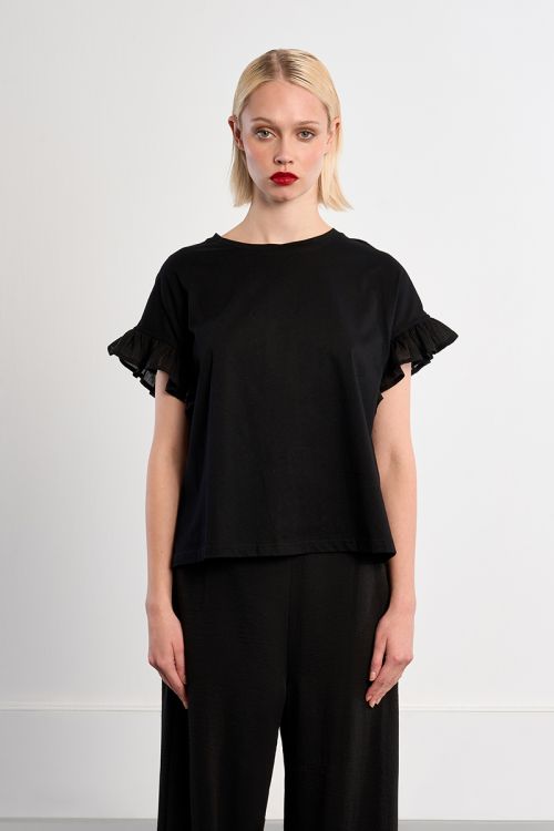 T-shirt décontracté aux manches volantées