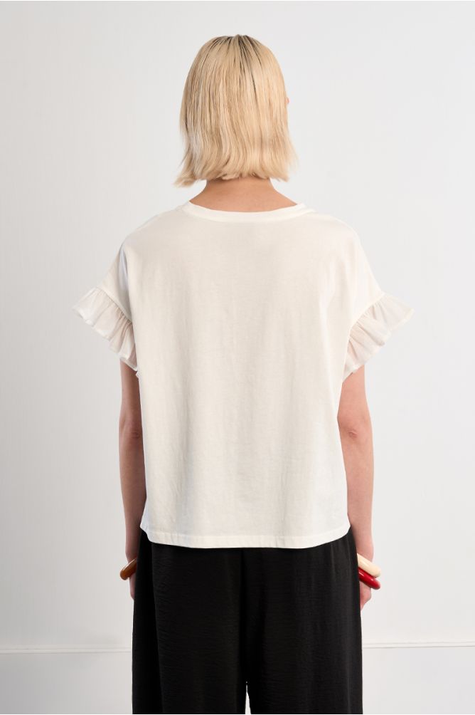 T-shirt décontracté aux manches volantées