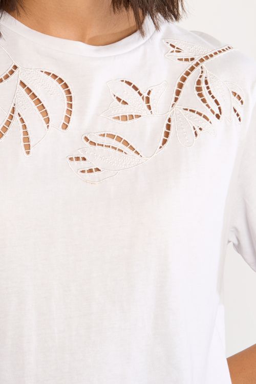 Casual openwork embroidery T-shirt
