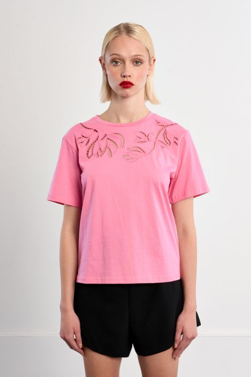 T-shirt décontracté en broderie ajourée